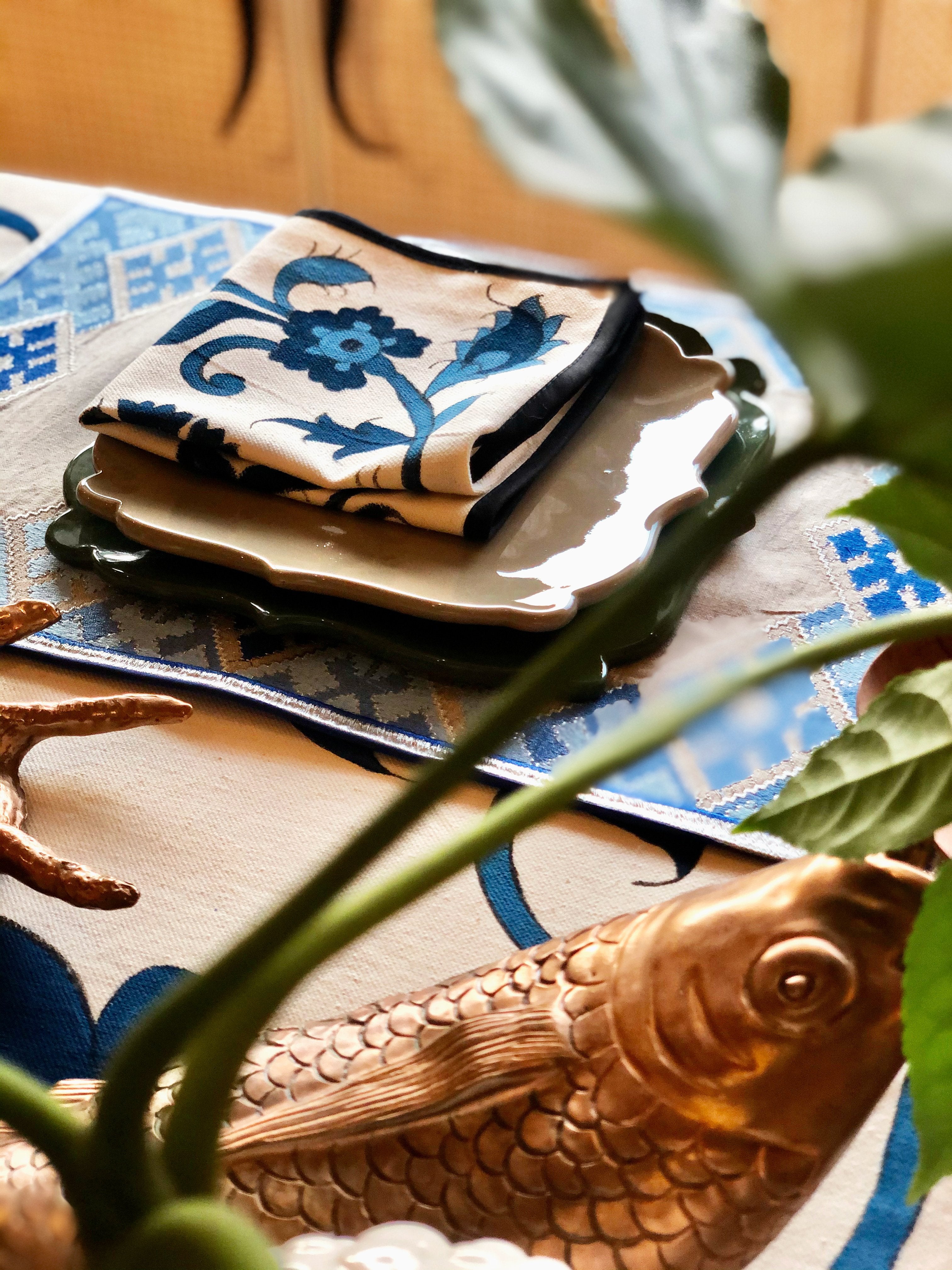 Isfahan Hand Painted Napkins - Blue RoseWaterHouse