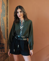 Gileva Blouse - Olive Tops-Blouse Rosewater House