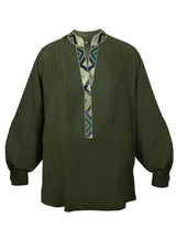 Gileva Blouse - Olive Tops-Blouse Rosewater House