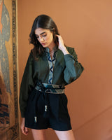 Gileva Blouse - Olive Tops-Blouse Rosewater House