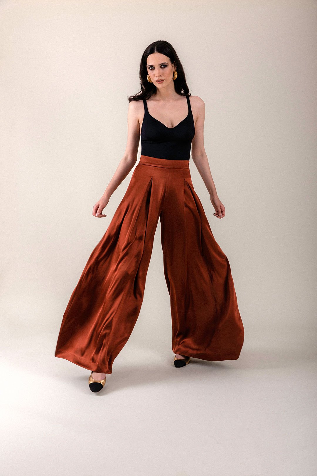 Silk Palazzo Pants - Brick Rosewater House