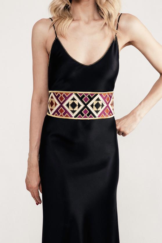 Balouch Belt - Black, Brick & Purple Accessory - Belts RoseWaterHouse