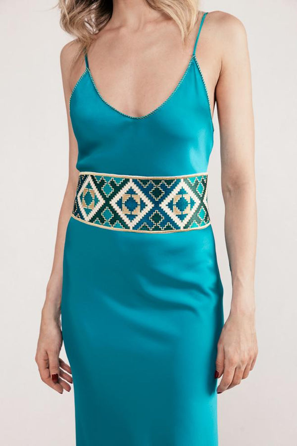 Darya Slip Dress - Turquoise Dress RoseWaterHouse 