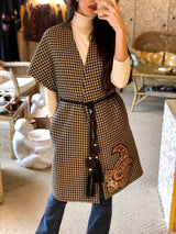 Zarin Wrap Coat - Houndstooth coat Rosewater House