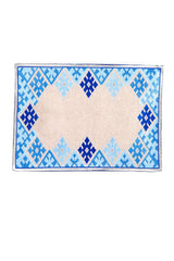 Hand-Embroidered Placemats - Blue & Silver RoseWaterHouse