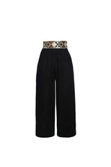Raha Wide Leg Cropped Pants - Black Pants Rosewater House