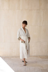 Balouch Duster - White Robe Rosewater House