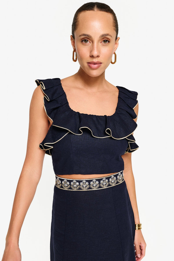 Malika Bustier Top - Navy Tops - Cropped & Casual Rosewater House 