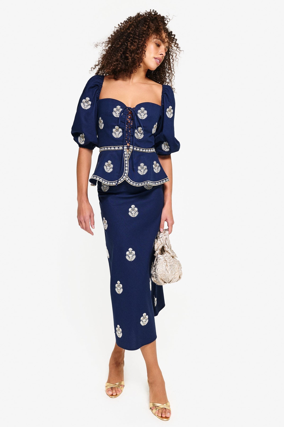 Mina Skirt - Navy & white Rosewater House