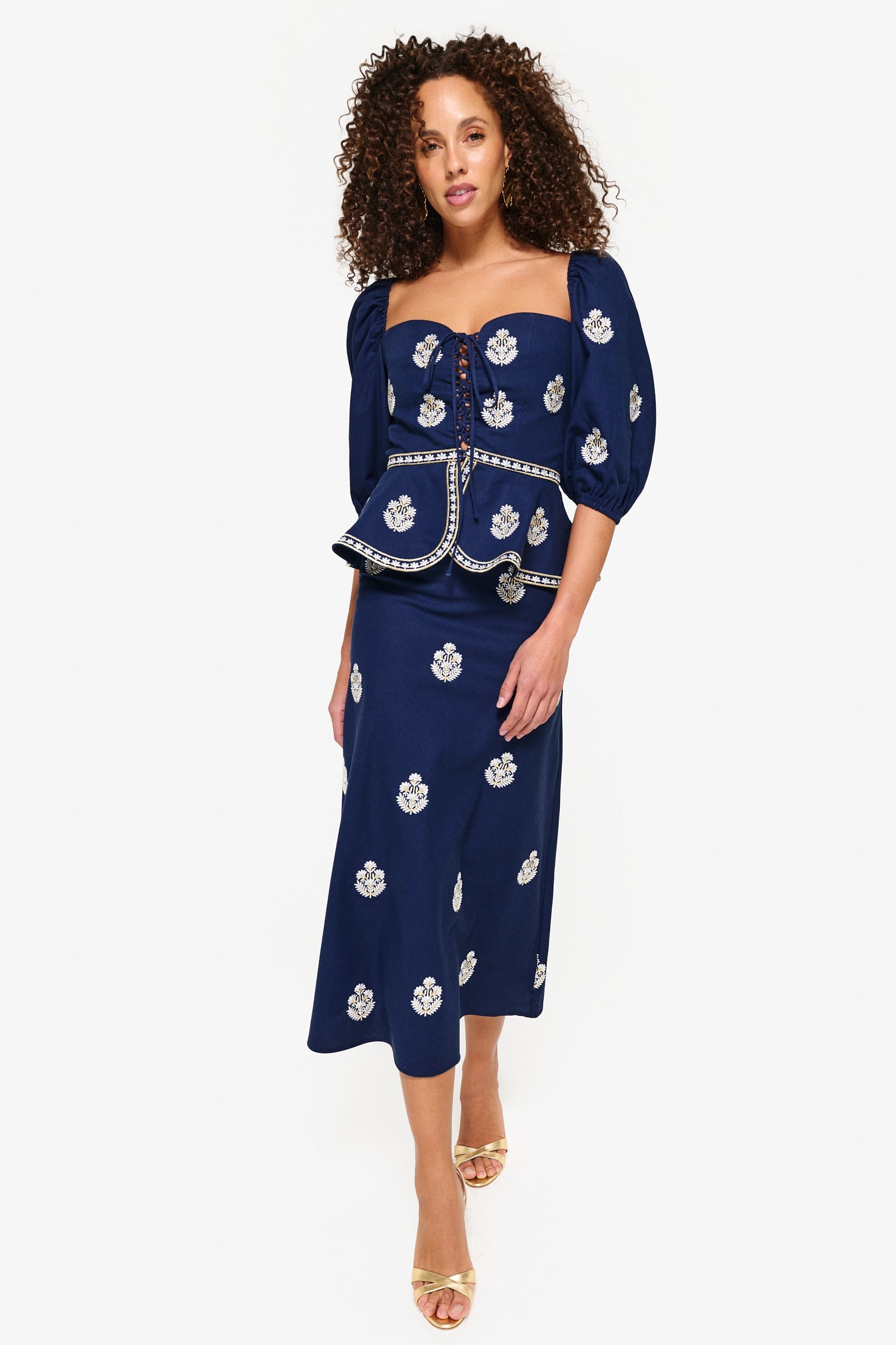 Mina Skirt - Navy & white Rosewater House