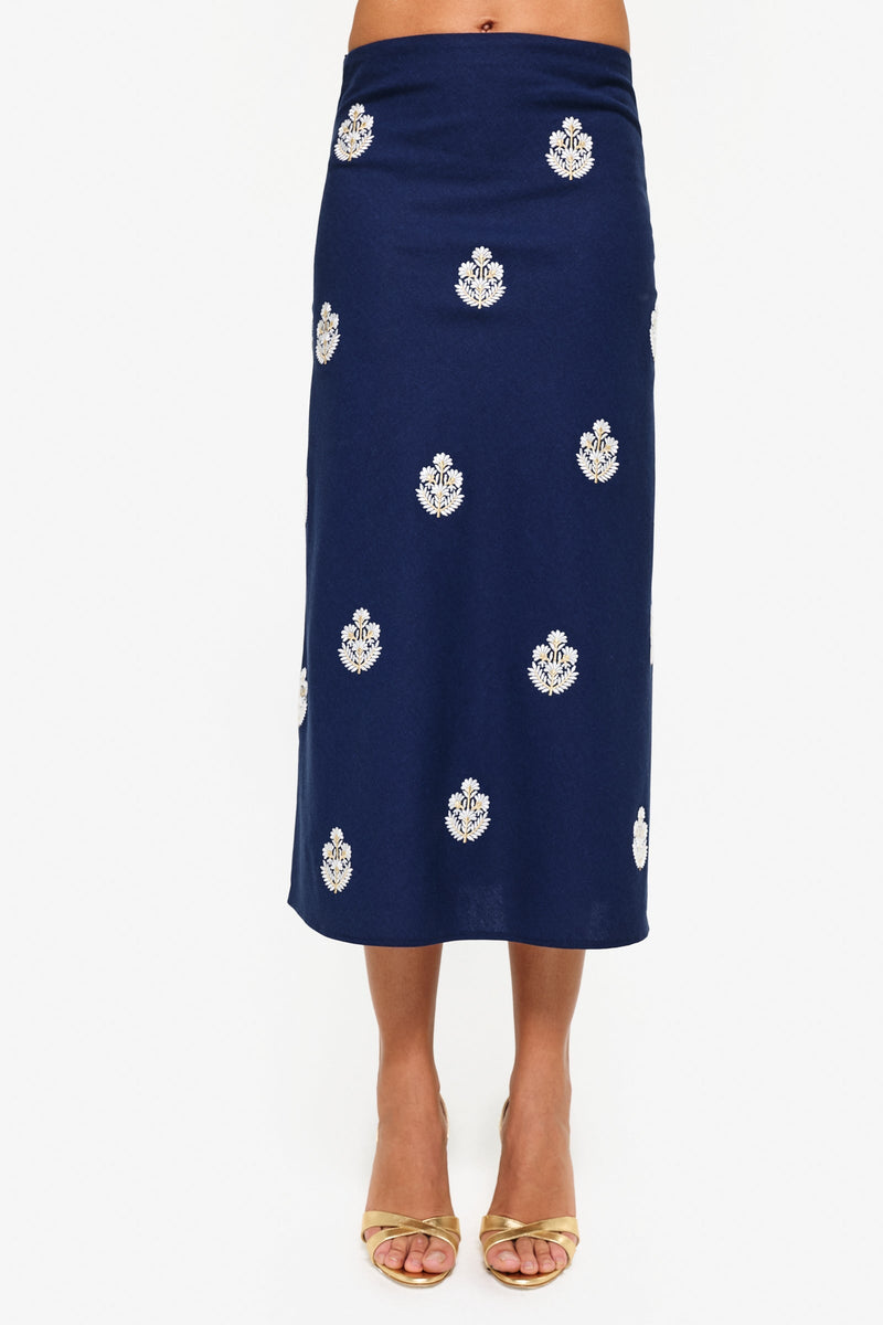 Mina Skirt - Navy & white Rosewater House 