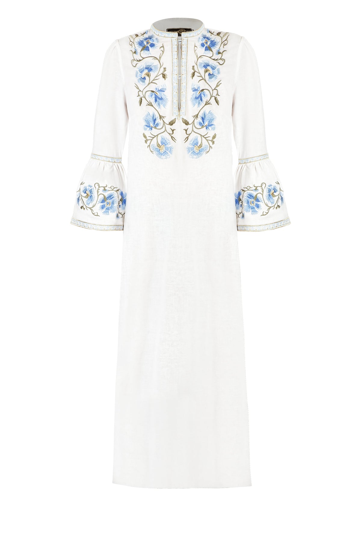 Lola Kaftan - Lola Embroidered Offwhite & Blue Dresses - Kaftans & Casuals Rosewater House