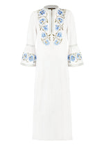 Lola Kaftan - Lola Embroidered Offwhite & Blue Dresses - Kaftans & Casuals Rosewater House