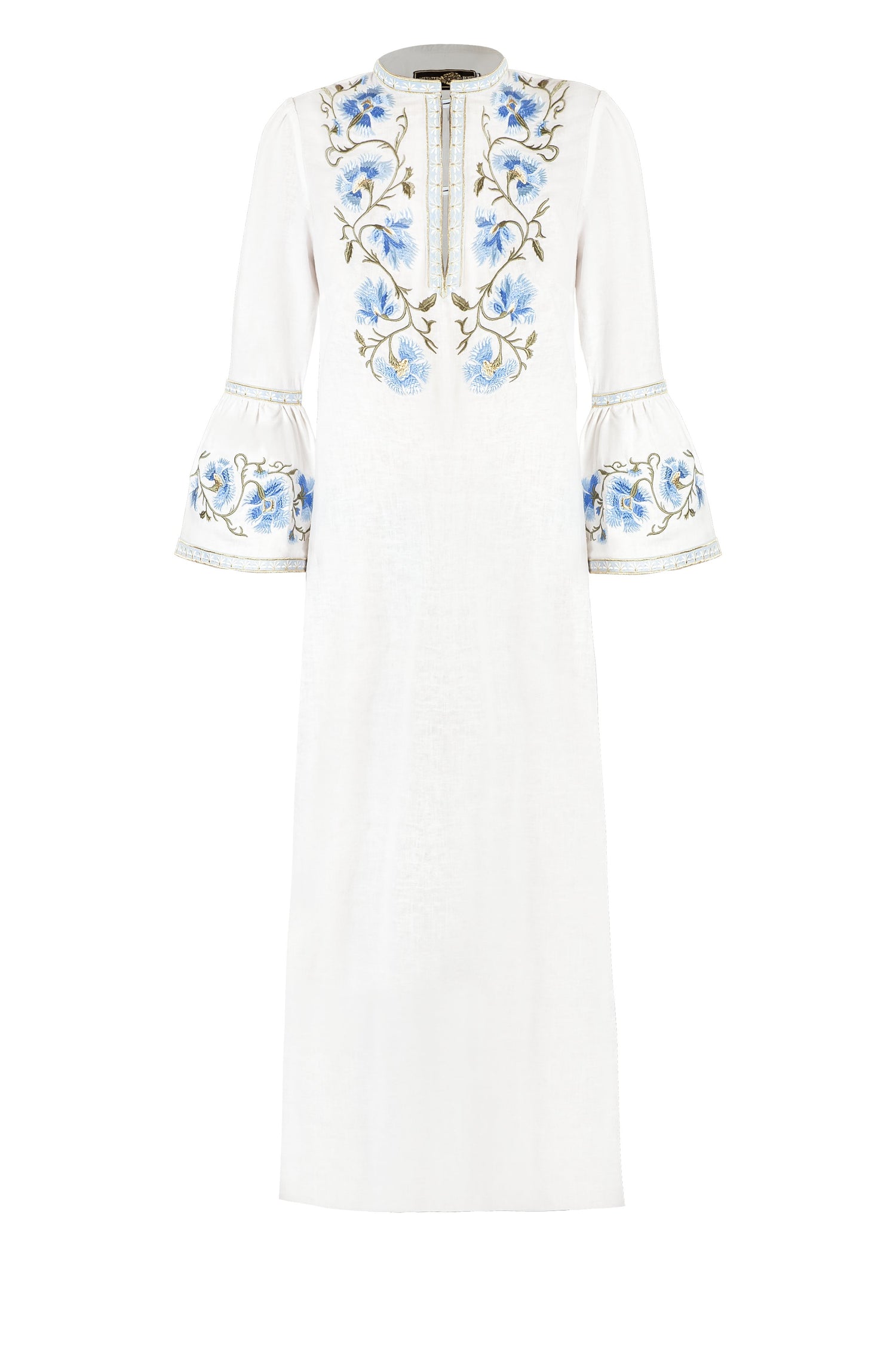 Lola Kaftan - Lola Embroidered Offwhite & Blue Dresses - Kaftans & Casuals Rosewater House