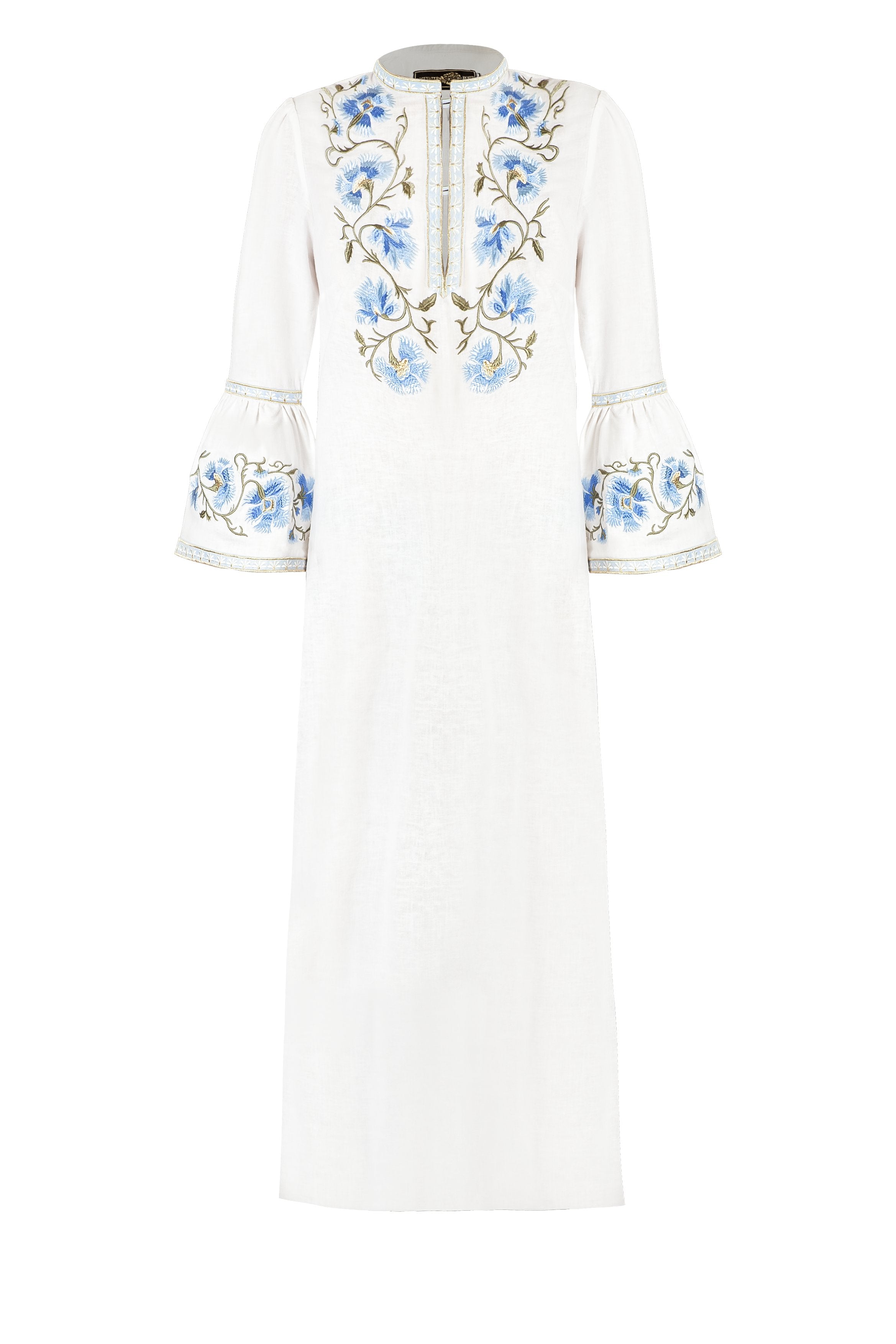 Lola Kaftan - Lola Embroidered Offwhite & Blue Dresses - Kaftans & Casuals Rosewater House