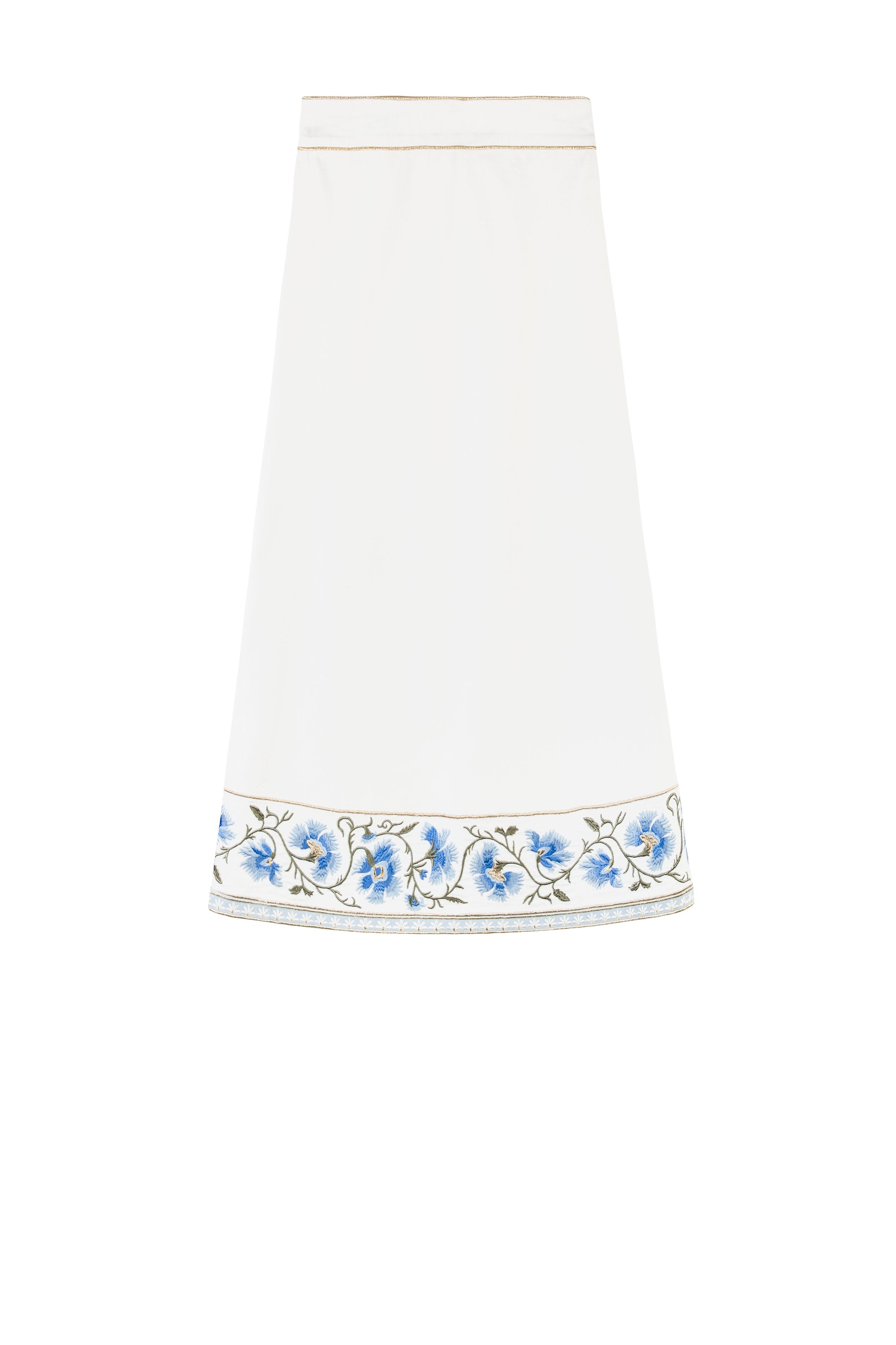 Lola Skirt - Lola Embroidered Offwhite & Yellow Bottoms - Skirts Rosewater House