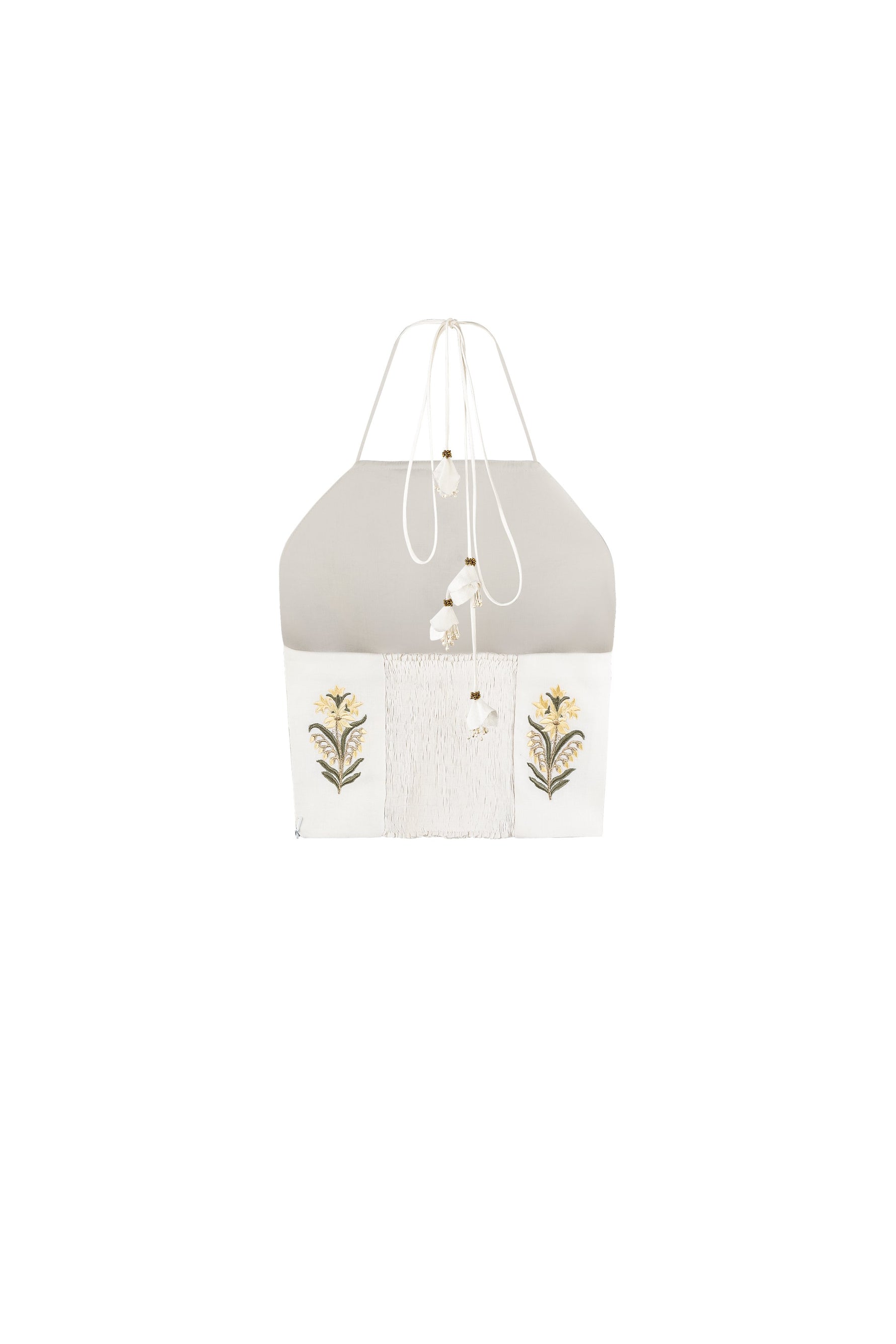 Gilda bustier - Lilium Embroidered Offwhite & Yellow Tops - Bustier & Embroidered Rosewater House