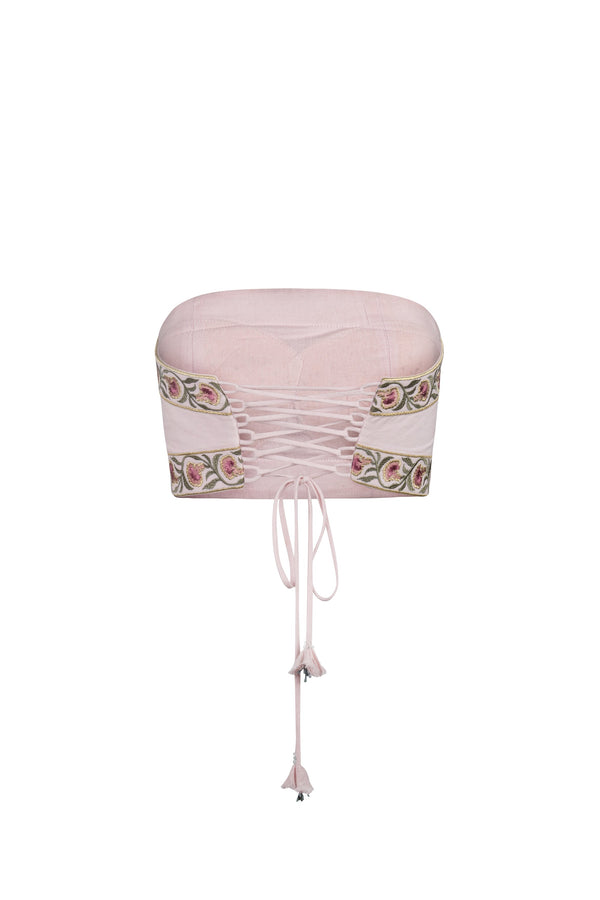 Carnation Crop Top - Pink Tops - Bustier & Embroidered Rosewater House 