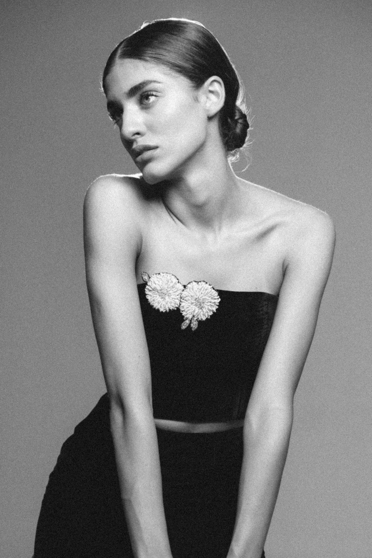 Rosa Embellished Bustier - Black Tops - Bustier & Embroidered Rosewater House