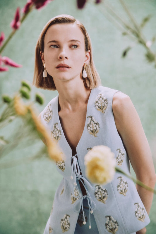 Sarv Vest - Blue & White Rosewater House 