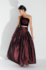 Persica Floral Bustier - Black & Burgundy Tops - Bustier & Embroidered Rosewater House