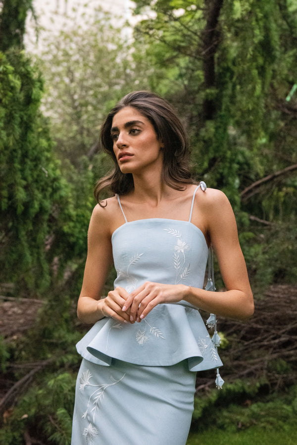 Lily Skirt - Baby Blue & Ivory Rosewater House 