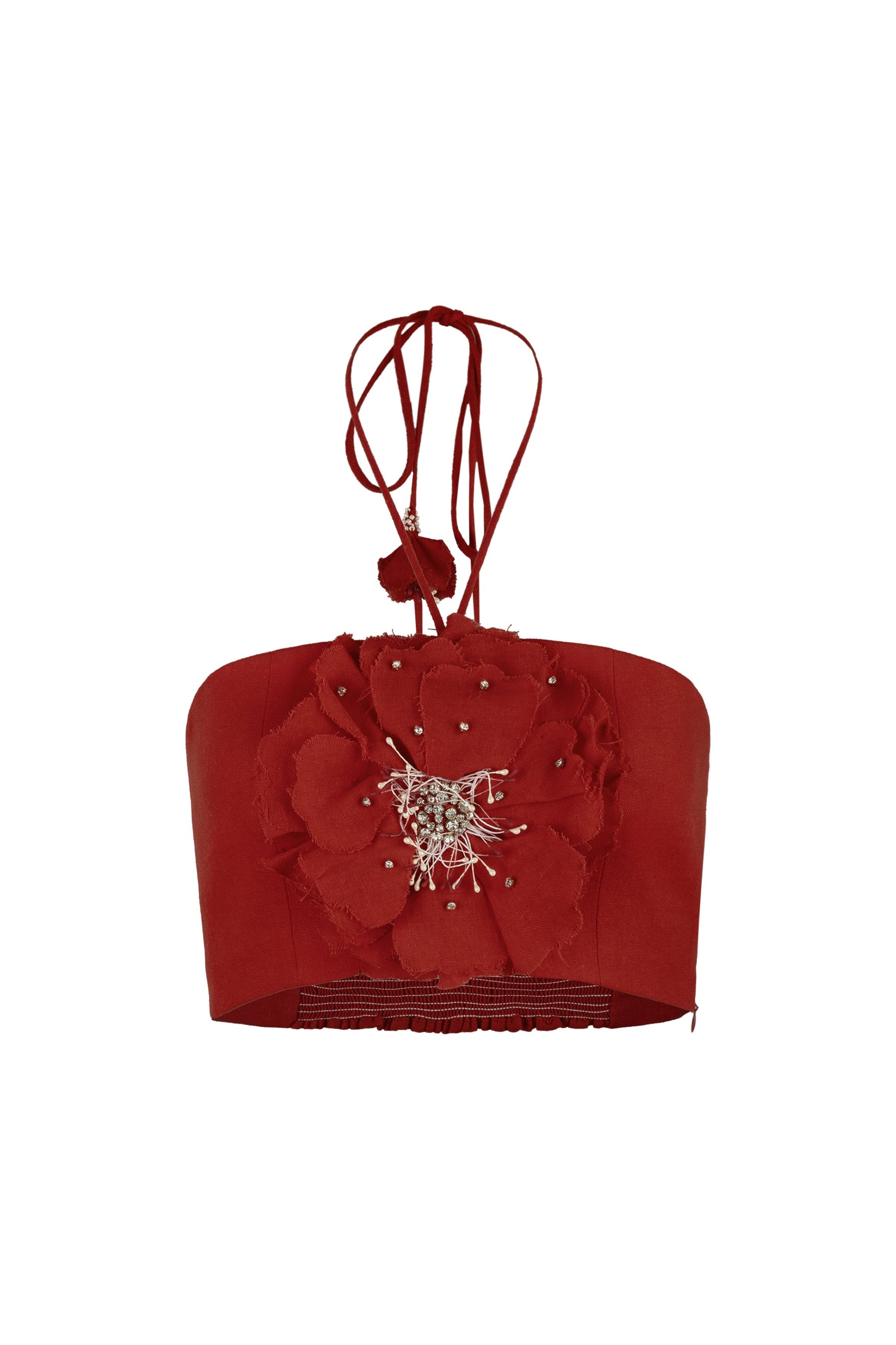 Gol Crop Top - Persica Floral Embelishment Tops - Bustier & Embroidered Rosewater House 