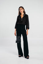 Mahtab Straight Leg Velvet Pants - Black Accessory - Belts Rosewater House
