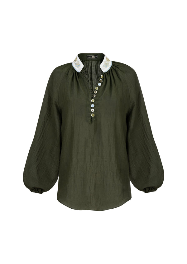 Ivy Blouse - Khaki Rosewater House 