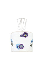 Hava Bustier - Pansy Embroidery Tops - Bustier & Embroidered Rosewater House 