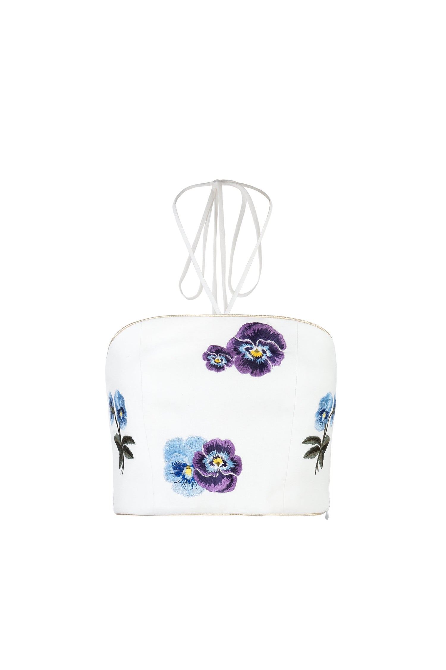 Hava Bustier - Pansy Embroidery Tops - Bustier & Embroidered Rosewater House 
