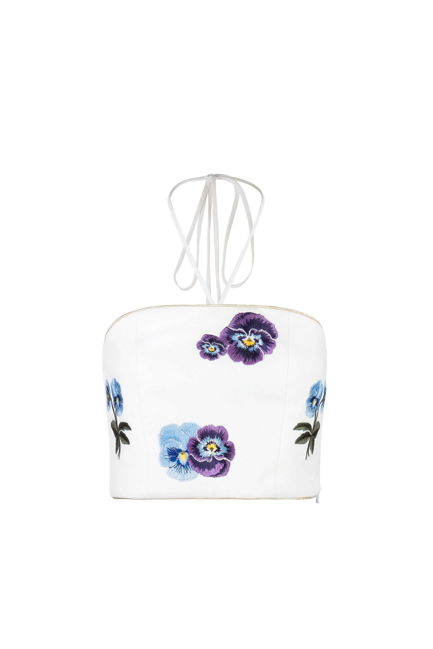 Hava Bustier - Pansy Embroidery Tops - Bustier & Embroidered Rosewater House 