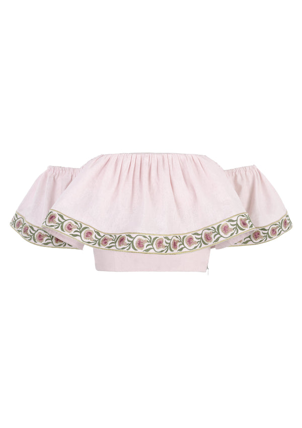 Carnation Off the Shoulder Top - Pink & Pink Tops - Bustier & Embroidered Rosewater House 