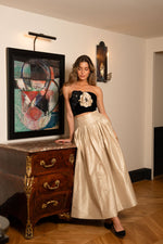 Persica Floral Bustier - Black & Ivory Tops - Bustier & Embroidered Rosewater House