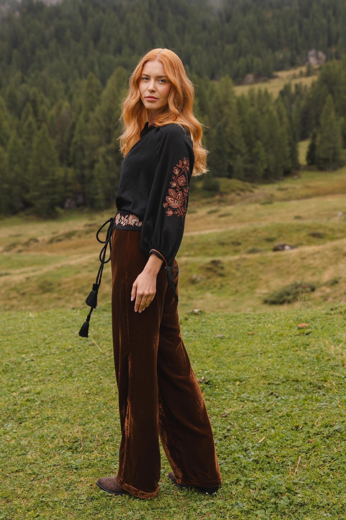 Mahtab Pants - Velvet Bottoms - Pants Rosewater House 