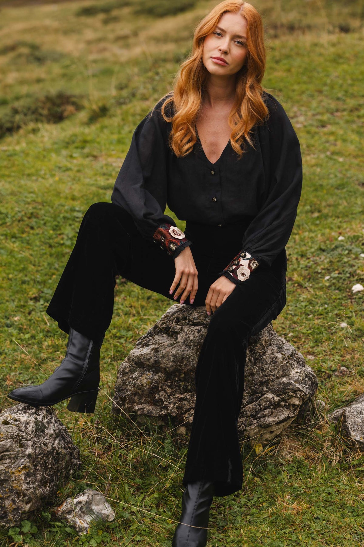 Pansy Blouse - Pansy Embroidery Tops - Blouse Rosewater House 