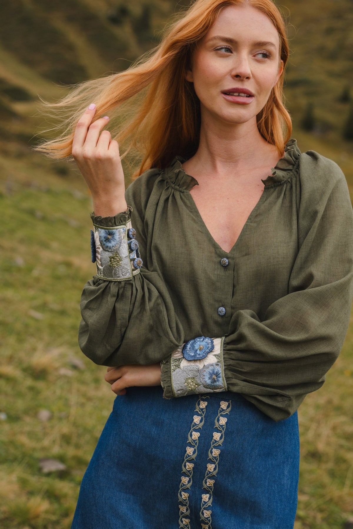 Pansy Blouse - Pansy Embroidery Tops - Blouse Rosewater House 