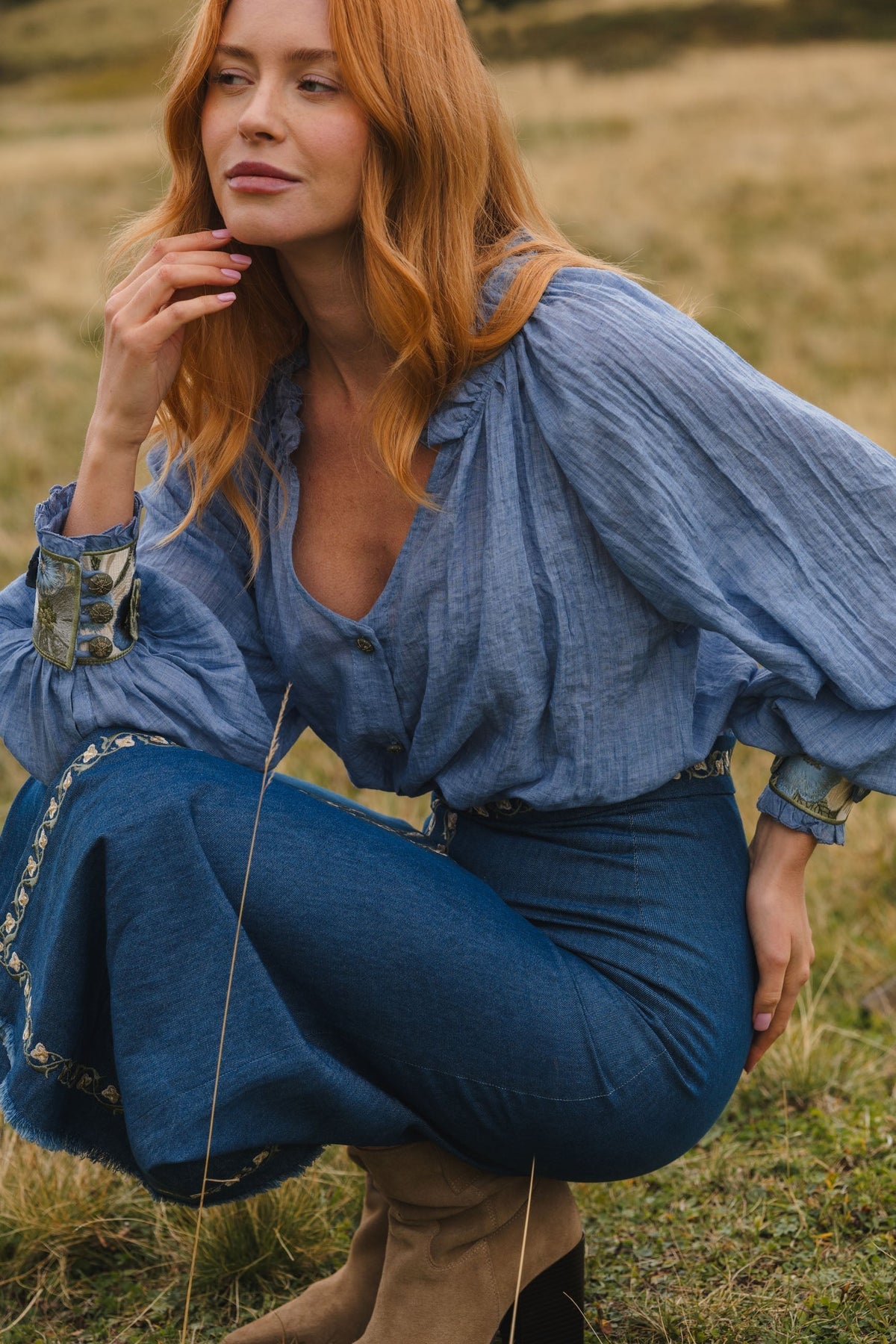 Pansy Blouse - Pansy Embroidery Tops - Blouse Rosewater House 