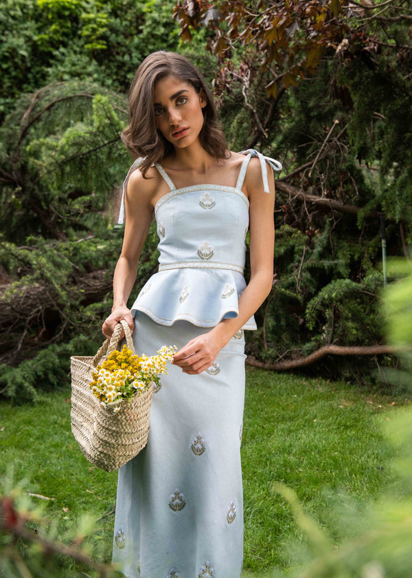 Mina Skirt - Baby Blue & Ivory (OTM Exclusive) Rosewater House 