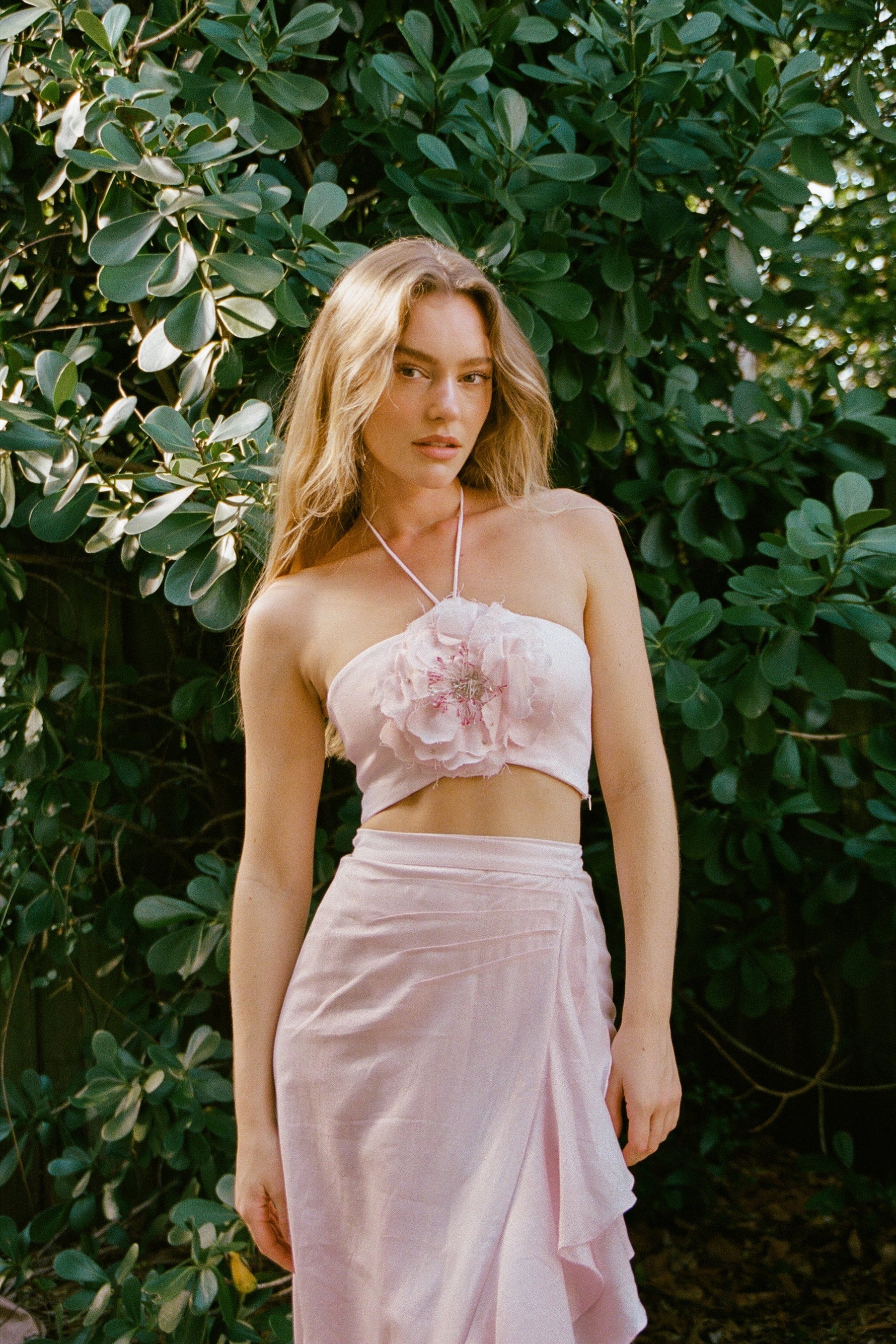 Gol Crop Top - Pink Bottoms - Skirts Rosewater House