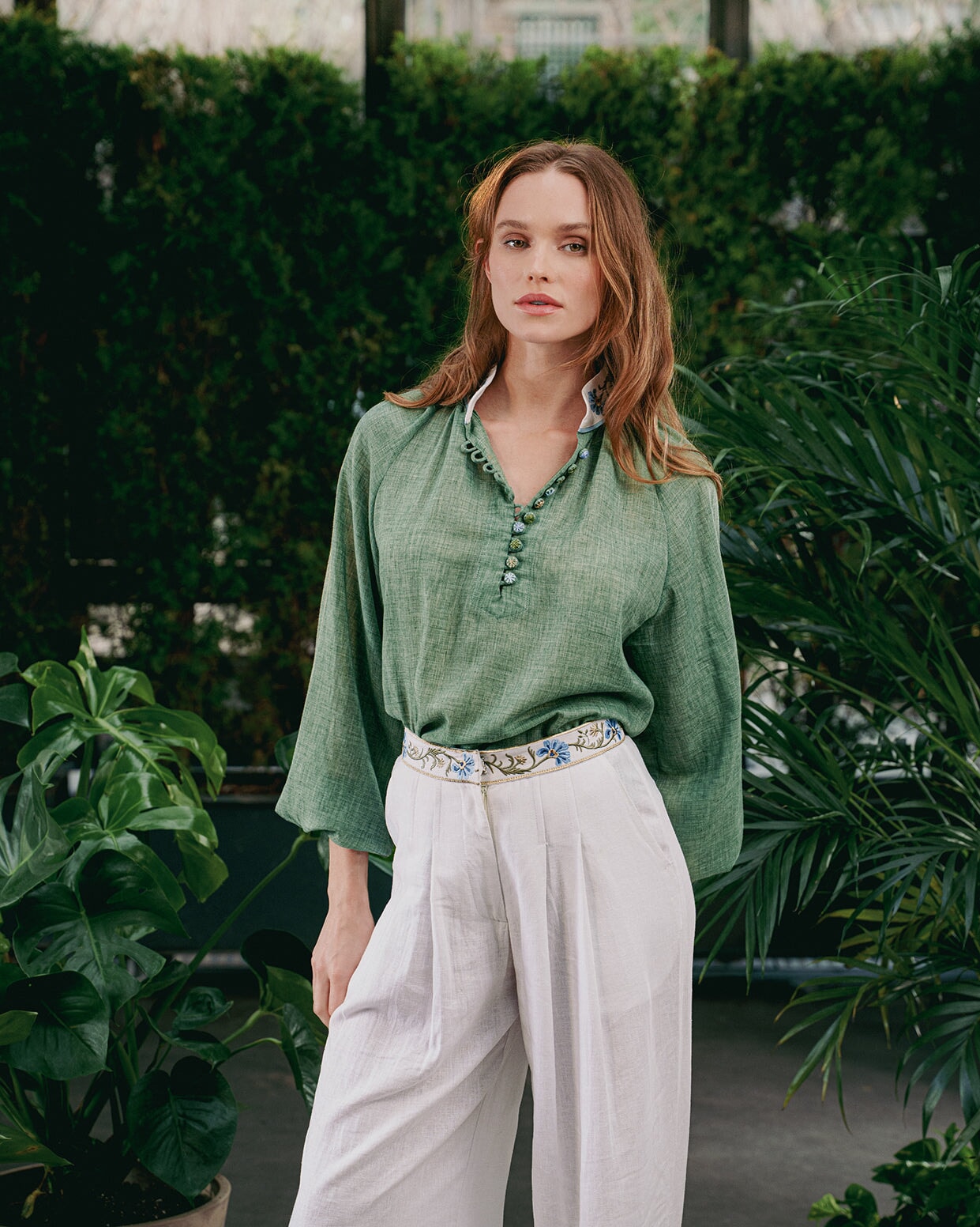 Ania Pants - Blue & White Bottoms - Pants Rosewater House