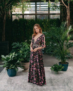 Fiona Dress - Golestan Printed Voile Pink & Black Dresses - Maxi Rosewater House