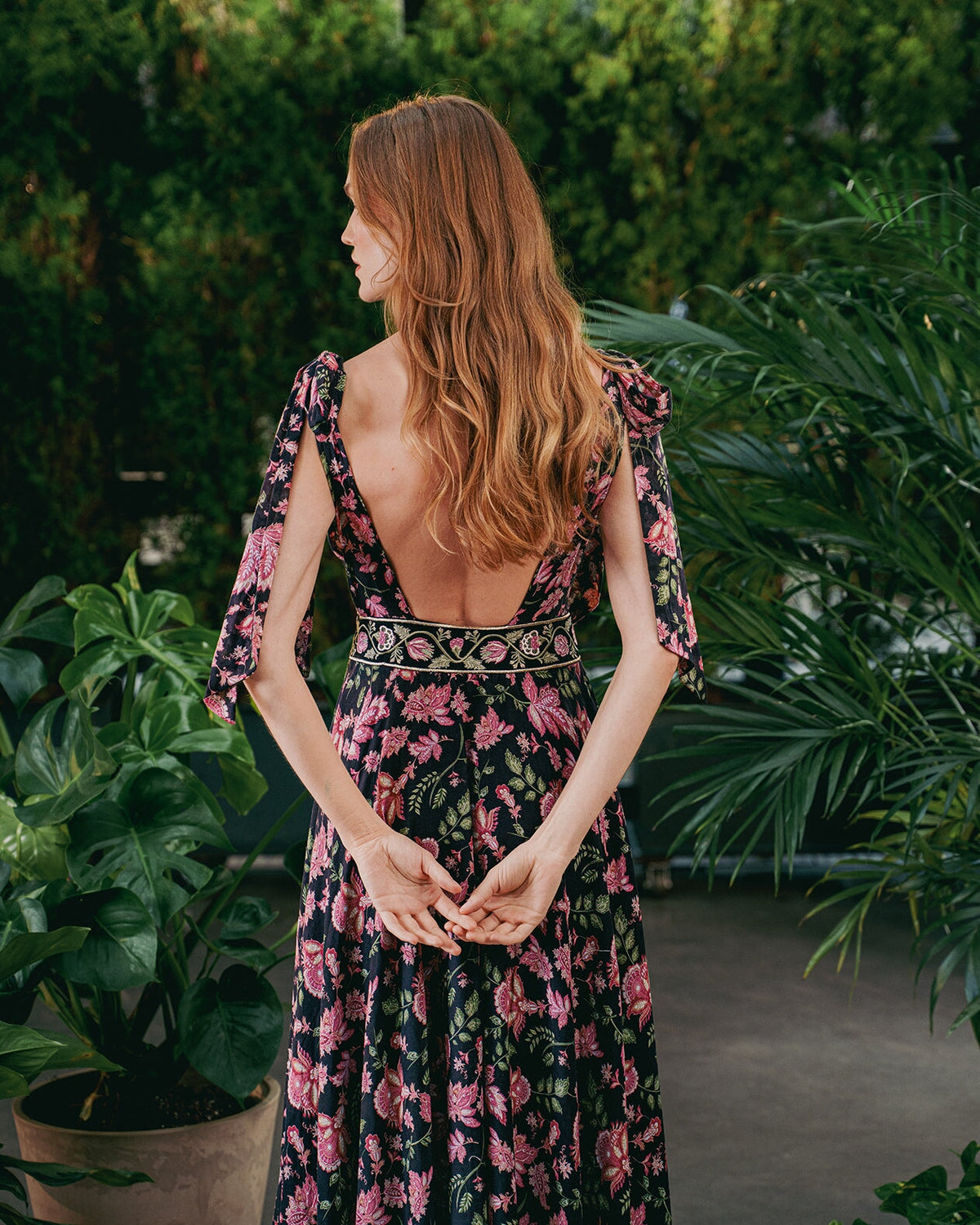 Fiona Dress - Golestan Printed Voile Pink & Black Dresses - Maxi Rosewater House