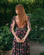 Fiona Dress - Golestan Printed Voile Pink & Black Dresses - Maxi Rosewater House