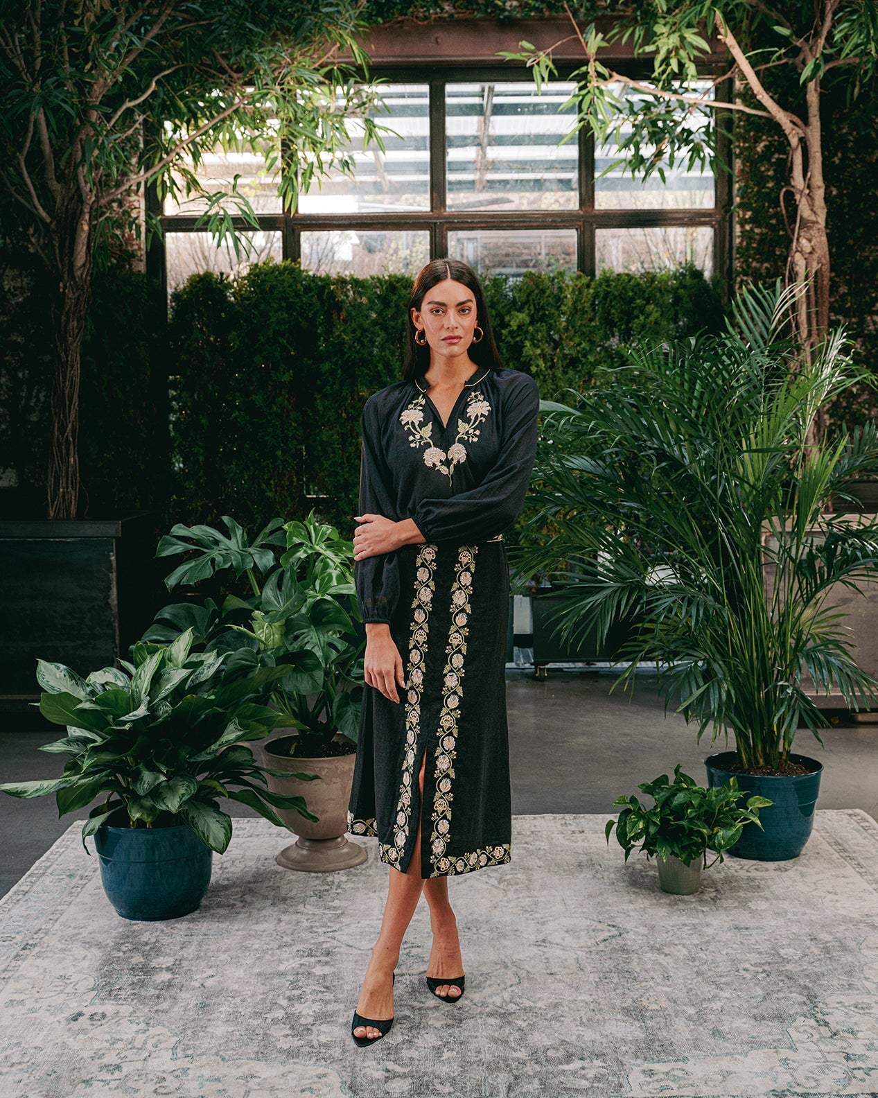 Gita Slit Skirt - Golestoon Embroidery Bottoms - Skirts Rosewater House 
