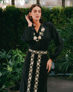 Gita Skirt - Golestan embroidery Creme & Black Bottoms - Skirts Rosewater House