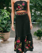 Golsa Skirt - Golestan embroidery Red & Black Bottoms - Skirts Rosewater House