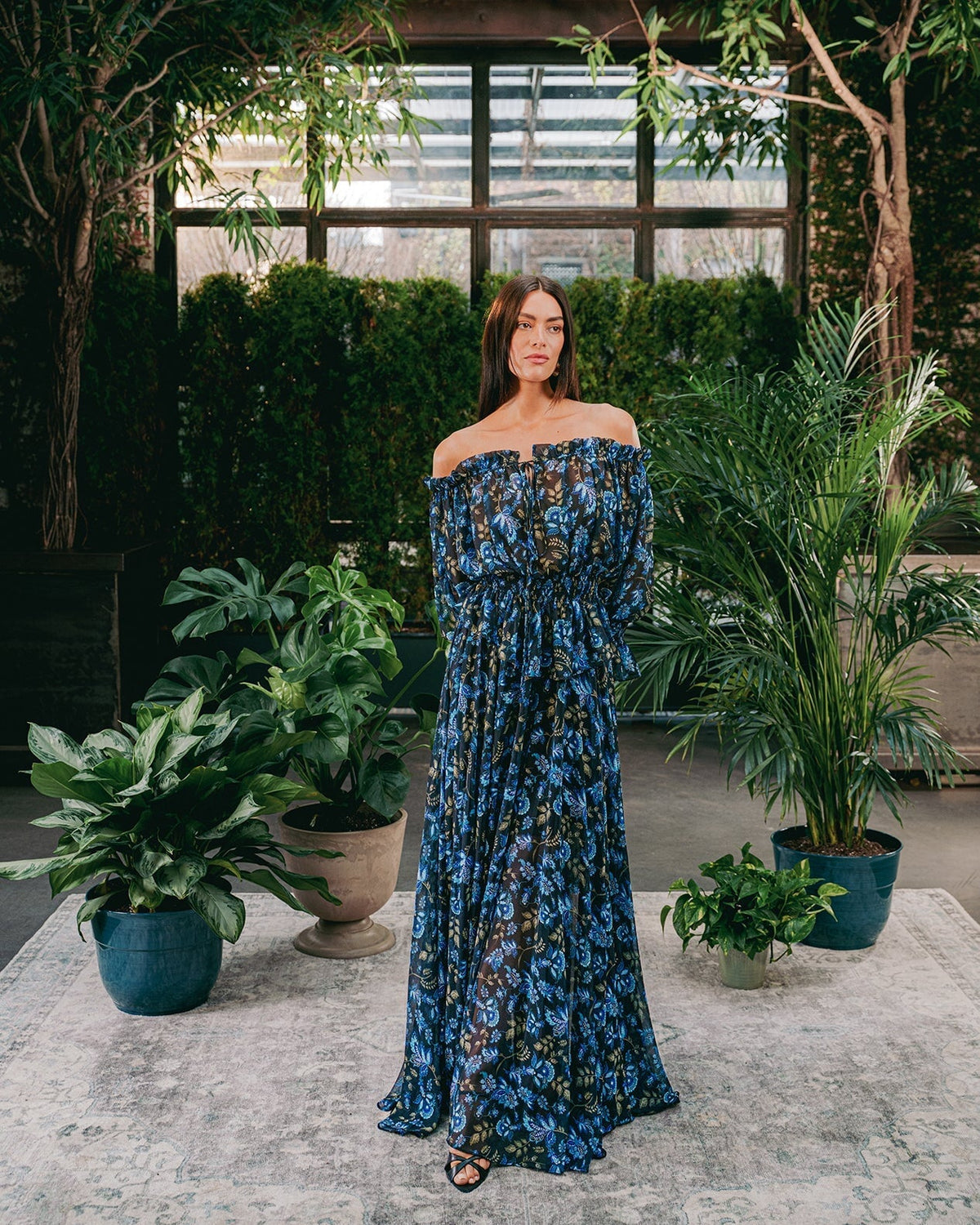 Viona Skirt - Golestan Printed Chiffon Blue & Black Bottoms - Skirts Rosewater House