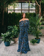 Viona Skirt - Golestan Printed Chiffon Blue & Black Bottoms - Skirts Rosewater House