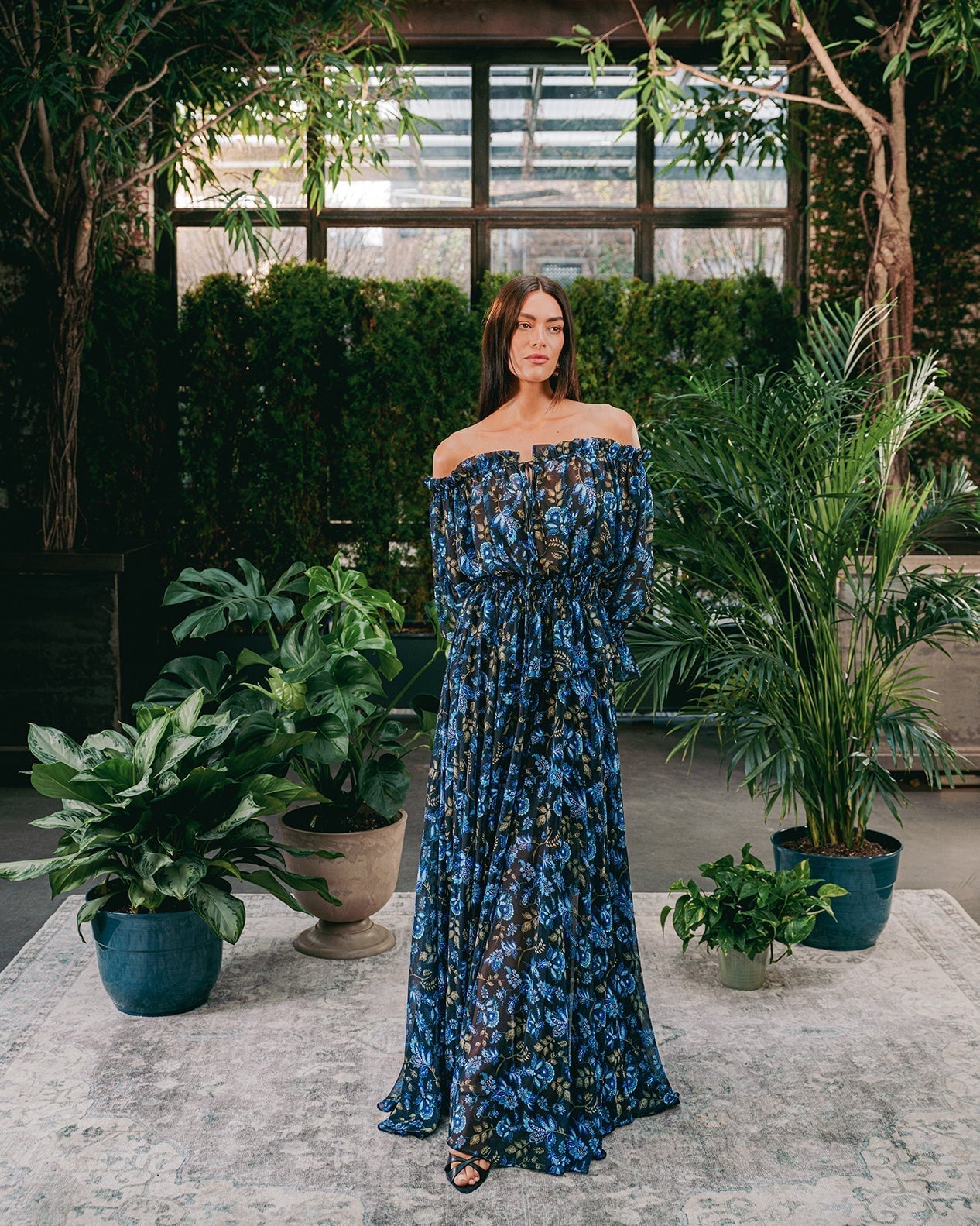 Viona Skirt - Golestan Printed Chiffon Blue & Black Bottoms - Skirts Rosewater House